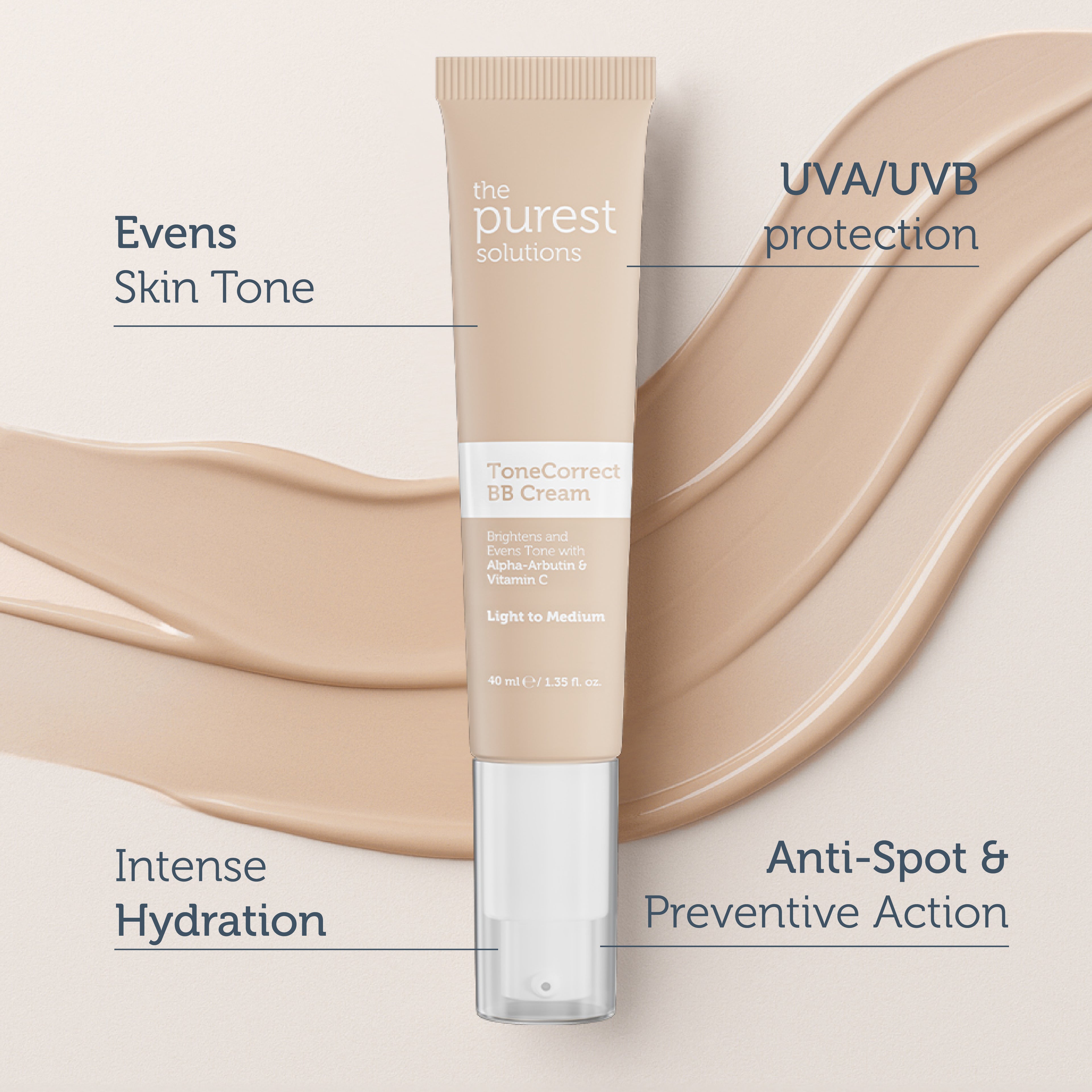 Skin Tone Evening BB Cream for Blemished Skin, SPF 50+, 40 ml Light/Medium Shade