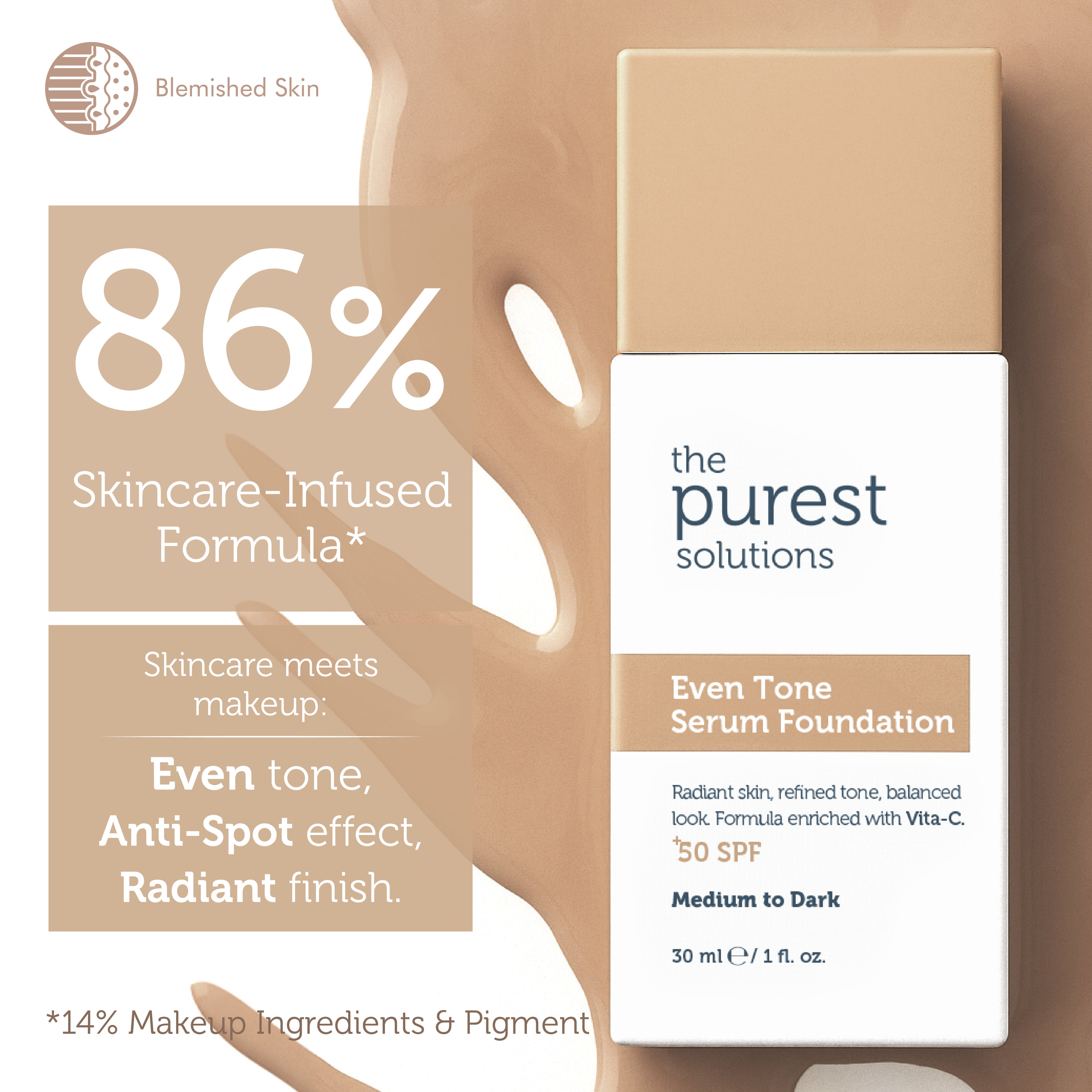 Skin Tone Evening & Anti-Spot Serum Foundation SPF 50+, 30 ml – Medium/Dark Shade