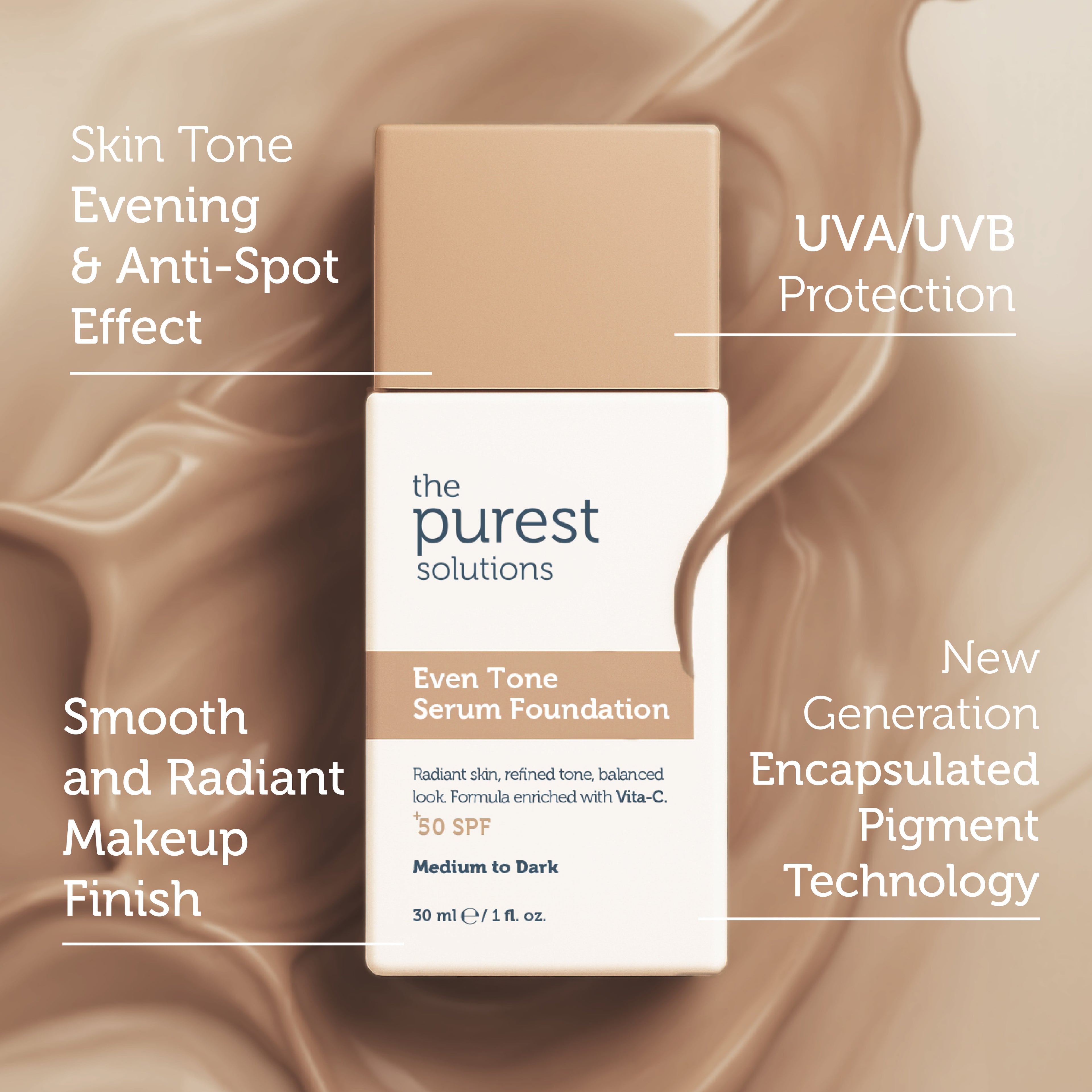 Skin Tone Evening & Anti-Spot Serum Foundation SPF 50+, 30 ml – Medium/Dark Shade