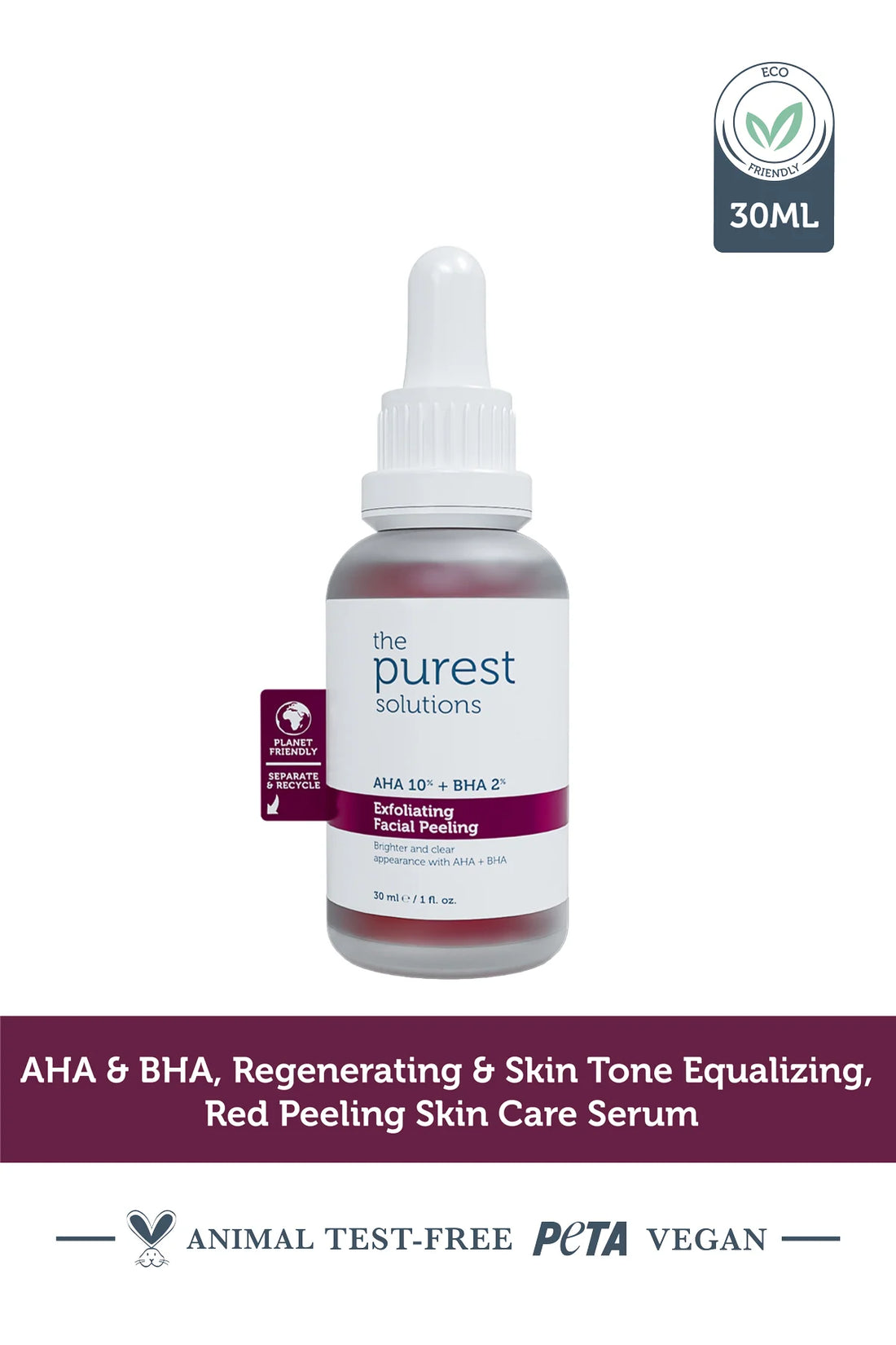 Aha &amp; Bha Revitalizing and Skin Tone Equalizing Red Peeling Skin Serum 30 Ml