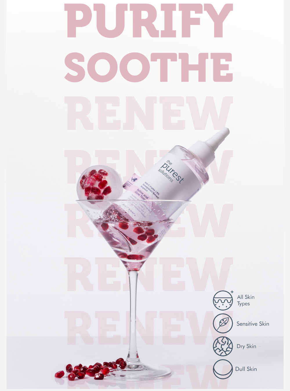 Purifying and Brightening PHA Pink Toner for Sensitive Skin