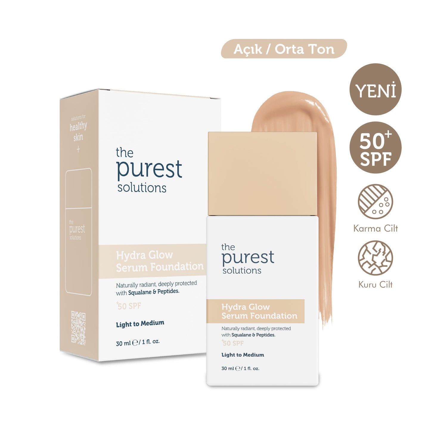 Moisturizing &amp; Revitalizing Serum Foundation SPF 50+, 30 ml – Light/Medium Tone