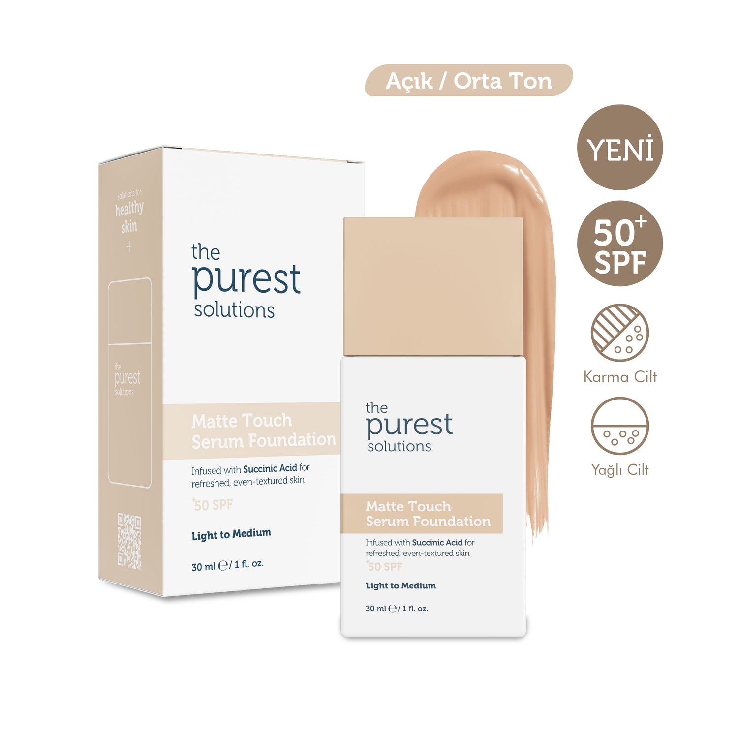 Sebum Balancing &amp; Mattifying Serum Foundation SPF 50+, 30 ml – Light/Medium Tone