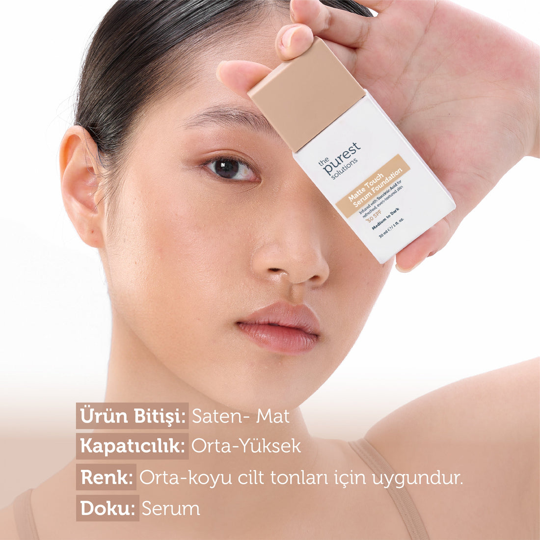 Sebum Balancing &amp; Mattifying Serum Foundation SPF 50+, 30 ml – Medium/Dark Shade