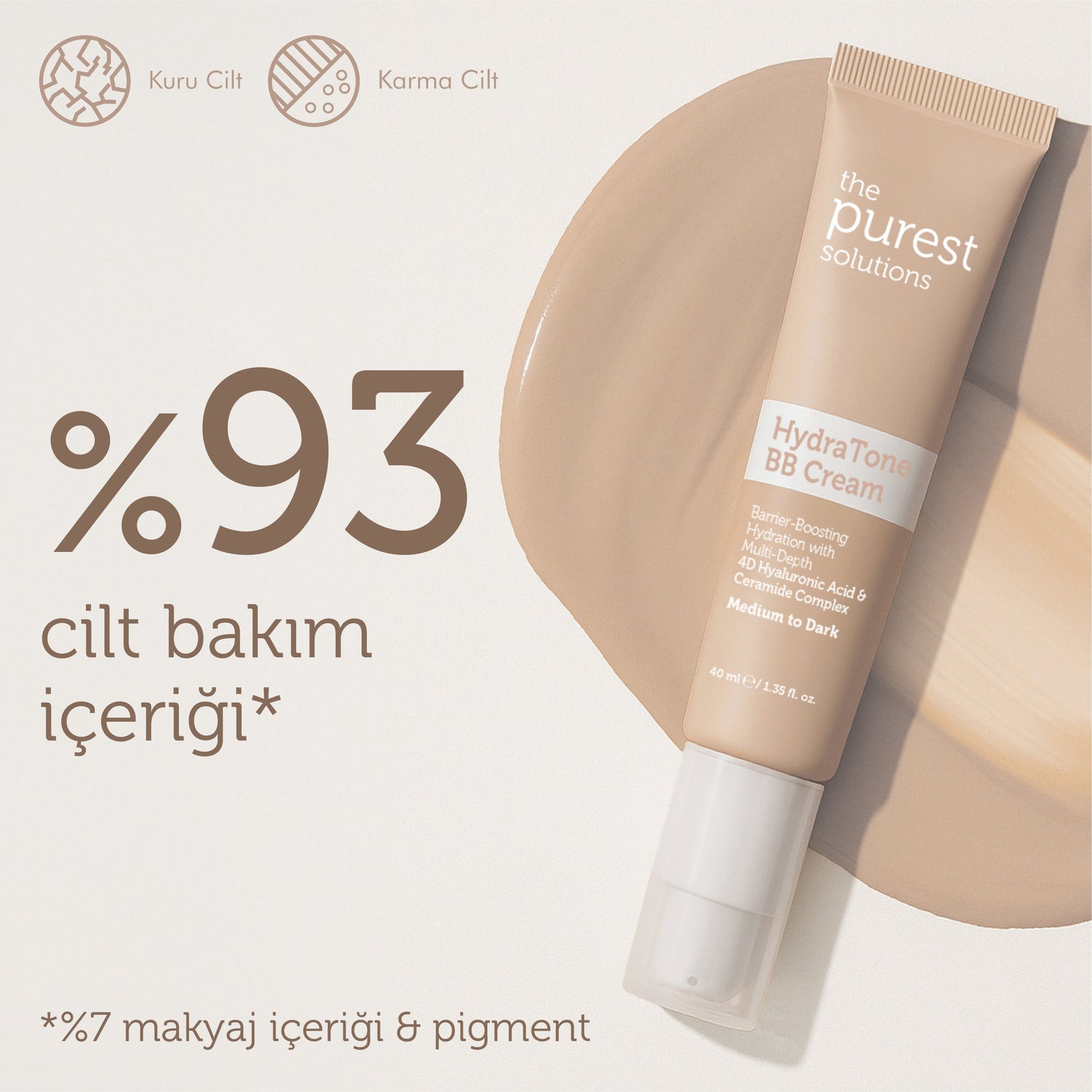 Intensive Moisturizing BB Cream for Dry and Combination Skin, SPF 50+, 40 ml – Medium/Dark Shade
