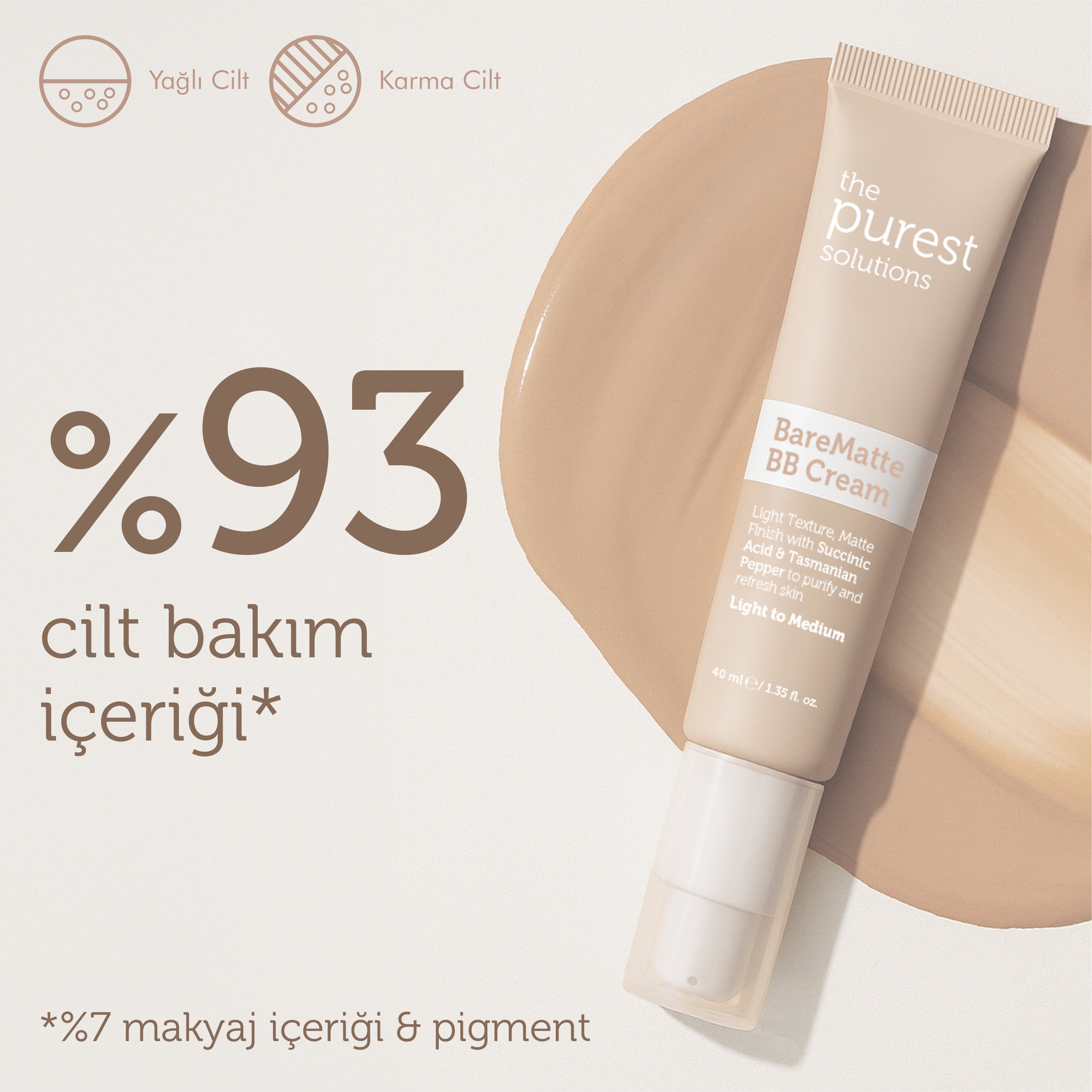 Mattifying BB Cream for Oily and Combination Skin, SPF 50+, 40 ml – Light/Medium Tone