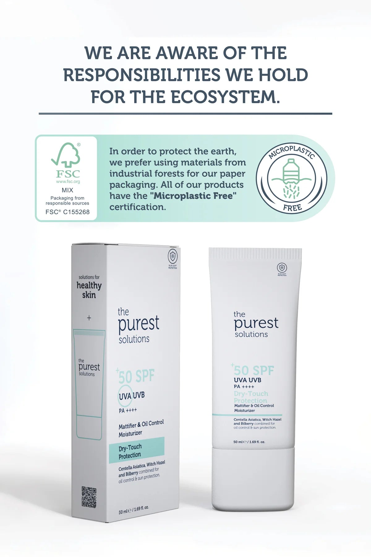 Mattifying Dry-Touch Sunscreen Cream SPF 50 for Oily and Combination Skin, 50 Ml.