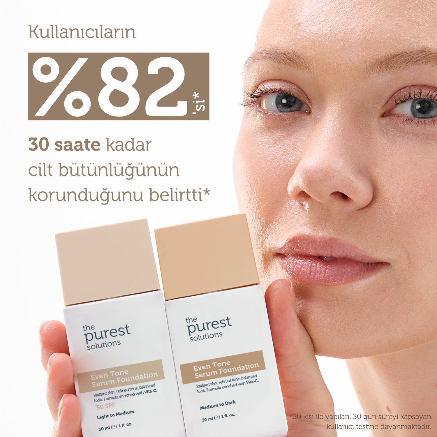 Skin Tone Evening &amp; Anti-Spot Serum Foundation SPF 50+, 30 ml – Light/Medium Tone