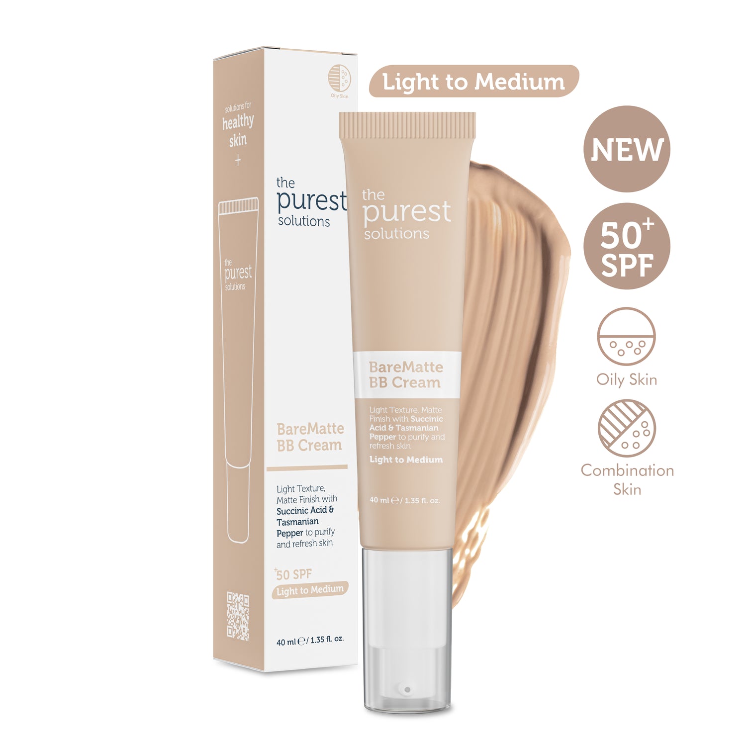 Mattifying BB Cream SPF 50+ for Oily Skin | Light/Medium Shade 40ml