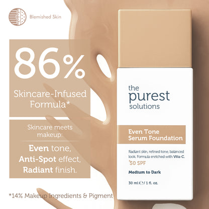 Skin Tone Evening &amp; Anti-Spot Serum Foundation SPF 50+, 30 ml – Medium/Dark Shade