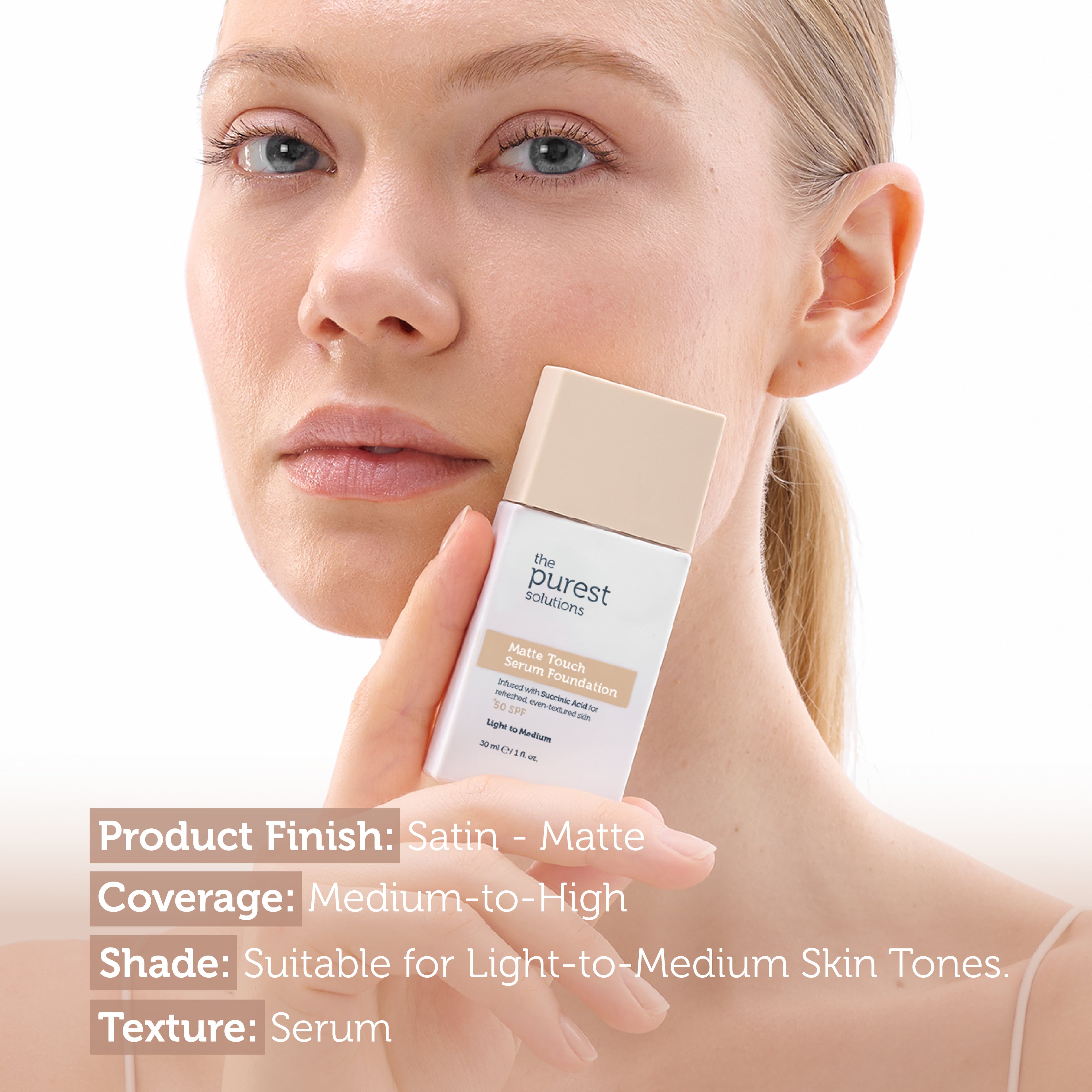 Sebum Balancing &amp; Mattifying Serum Foundation SPF 50+, 30 ml – Light/Medium Tone