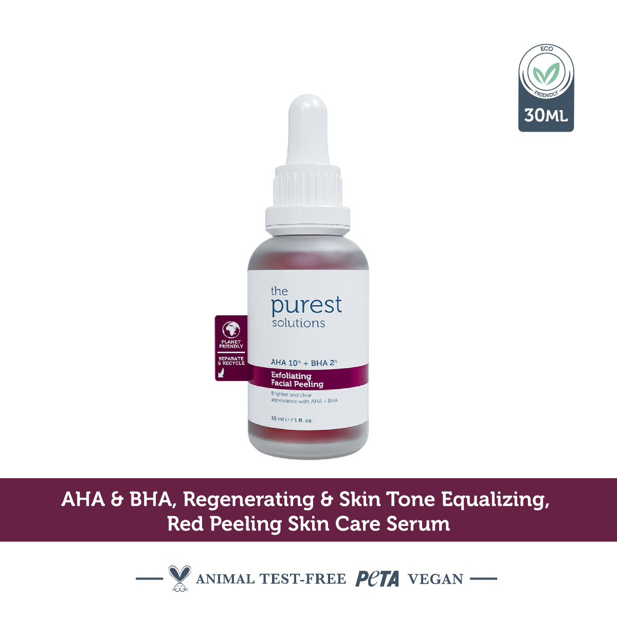 AHA &amp; BHA Exfoliating &amp; Skin Tone Equalizing Red Peeling Skin Serum 30 Ml