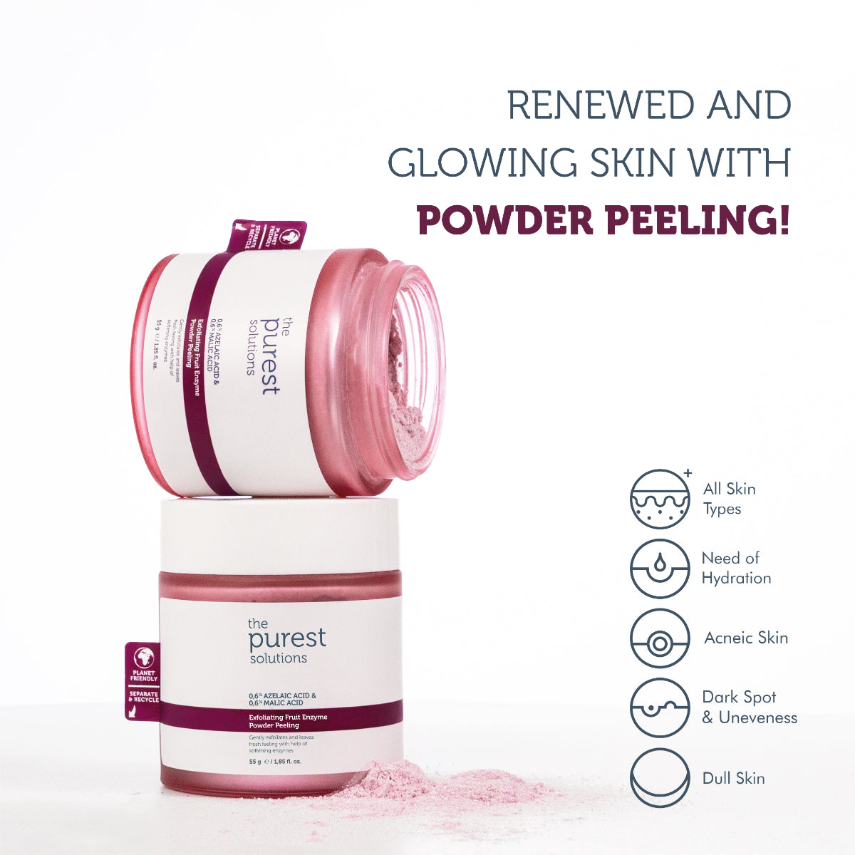 Fruit Enzyme Peeling 55g — Brightening Powder Exfoliator