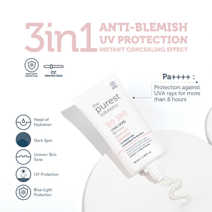 The Purest Solutions Tinted Sunscreen SPF 50 Anti-Blemish 50ml